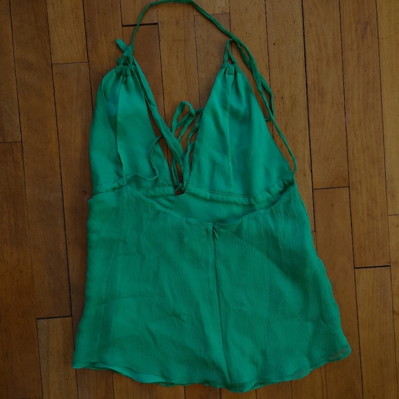 Vintage Y2K J Crew 100% Silk Tank Top Bright Green Colorful Camisole Size Small - Picture 9 of 14